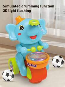 1 件婴儿音乐玩具和漂浮球，带 LED 灯和声音的电动车，大象击鼓和摇摆海豚外观，适合婴儿的学习教育移动玩具，爬行玩具（不带电池） - 彩色 - 查看 6