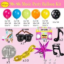 90s 80s Disco Theme Party Decorations, 171Pcs Balloon Arch Kit With Retro Disco Ball Radio Glasses Roller Skate Musical Note Chain Foil Balloons Back To 90s 80s Hip Hop Birthday Supplies - Đầy màu sắc - Xem 4