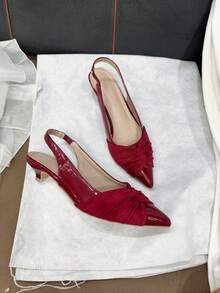 New Autumn/Winter High Heel Shoes With Toe Cover And Ankle Strap, Comfortable, Elegant, Versatile, Suitable For Holidays, Christmas, New Year - Red - View 11