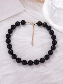 1pc Fashionable Minimalist Versatile Round Acrylic Beaded Necklace For Women, Suitable For Holidays And Everyday Wear - Beaded Necklace - View 14