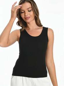 4pcs Women's Warm Pullover Tops, Fleece Lined Sleeveless Shirts, Suitable For Winter Wear, Soft Slim Fit Layering T-Shirts, Skin-Friendly Fabric, Comfortable Choice For All Day - Multicolor - View 5