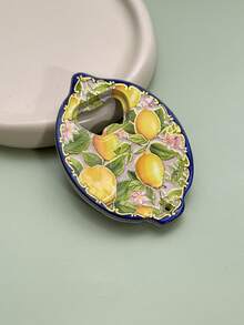 2-In-1 Cute Farmhouse Style Lemon Plant Leaf Pattern Embossed Gold Foil Refrigerator Magnet Bottle Opener, Suitable For Home Decor, Refrigerator, Bottle Opening, Daily Use And Holiday Gifts