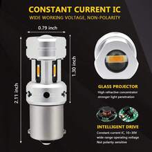 Bombillas LED de señal de giro (3600 lúmenes, 1156 7506, color ámbar, superbrillantes, P21W 1141 2396 7506, para coche, camión, motocicleta, RV, luces intermitentes, color amarillo ámbar - blanco - Ver 7