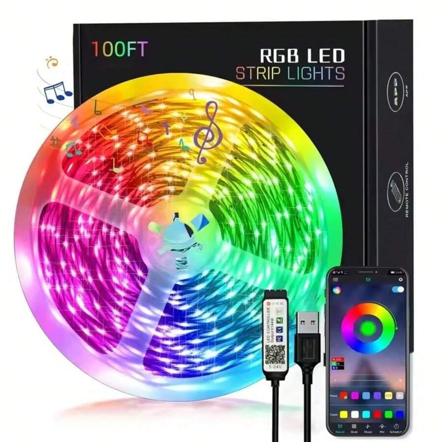 Smart RGB LED Strip Lights,5050 RGB Led Lights, USB Port,Dimmable,Synchronized Color Changing Music Sync LED Lights Strip,Phone App Control LED Rope Lights For Bedroom - Multi-color light - View 1