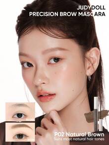 JUDYDOLL PRECISION BROW MASCARA, Orange Blossom Tinted Brow Gel, Natural Looking, Long-Lasting, Waterproof, Smudge-Proof, Buildable, Airbrush Applicator, Effortless Brow Definition, Suitable For Beginners, Commute & Date - P02 Natural Brown - 查看 2