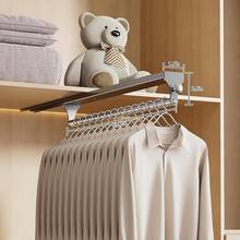 CICUFY - Barra de valet extraíble para clóset, barra ajustable de alta resistencia, estante telescópico para pantalones de 14.7 pulgadas, riel para colgar ropa de aluminio espacial, organizador de - 350 mm/13,7 pulgadas - Ver 6