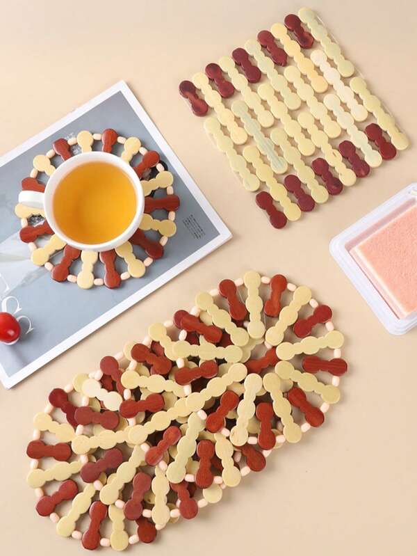 3pcs Bamboo Heatproof Mats, Anti-Scald Table Mats, Heat Insulation Coasters, Pot Holders, Plate Pads