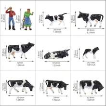 Farm Animals Figure Set36PCS 1:87 Well Painted Model Cows And Figures For HO Scale Model Train Scenery Layout Miniature Landscape New