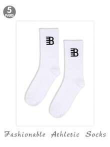 1/3//5pairs Of Sports Simple Style Mid-Calf Socks - Multicolor - View 13