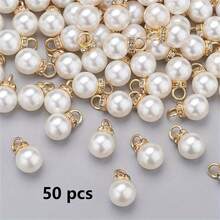 50/100 pezzi 12mm Perle bianche in acrilico con decorazione in strass - Durevoli, lucide, ideali per la creazione di gioielli fai-da-te, pendenti, orecchini, collane