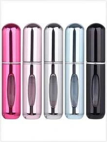 5 件/4 件/3 件/2 件/1 件 5ml 可再填充香水瓶、便携式可再填充香水雾化器瓶、可再填充香水旅行喷雾瓶、迷你便携式空液体容器、旅行必需品、海滩旅行收纳袋、适用于香水、女士香水，适合度假、露营、度假、返校