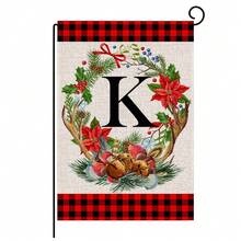 1pc, Christmas Family Monogram Last Name Monogram Letter Garden Flag 12x18 Inch Double Sided, Christmas Decorations For Winter Holiday Farmhouse Rustic Pasture Porch Decoration(ONLY FLAG)