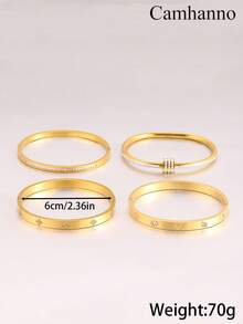 Camhanno 4 Pieces Chic And Delicate Stainless Steel Bracelets Assortment With Special Heart - Themed And Decorative Motifs, Suitable For Dating, Party Gathering And Daily Commute, A Fabulous Gift To Show Your Taste