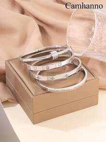Camhanno 4 Pieces Chic And Delicate Stainless Steel Bracelets Assortment With Special Heart - Themed And Decorative Motifs, Suitable For Dating, Party Gathering And Daily Commute, A Fabulous Gift To Show Your Taste