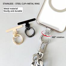 Ultra-Thin Rotatable Metal Clip, Stainless Steel Connector Pad, Can Connect Phone Lanyard/Charm, Suitable For Various Smartphones, Durable Compatible With Android And Most Smartphone,Gifts For Mother, Family, Friends, Kids, Birthday, Holiday Phone Chain - Multicolor - View 2