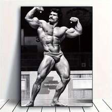 Vintage Bodybuilding Canvas Poster, 12x18 Inch Frameless Monochrome Muscle For Man Wall Art, High-Quality Print For Gym & Home Decor, Gym Accessories - màu đen - Xem 2