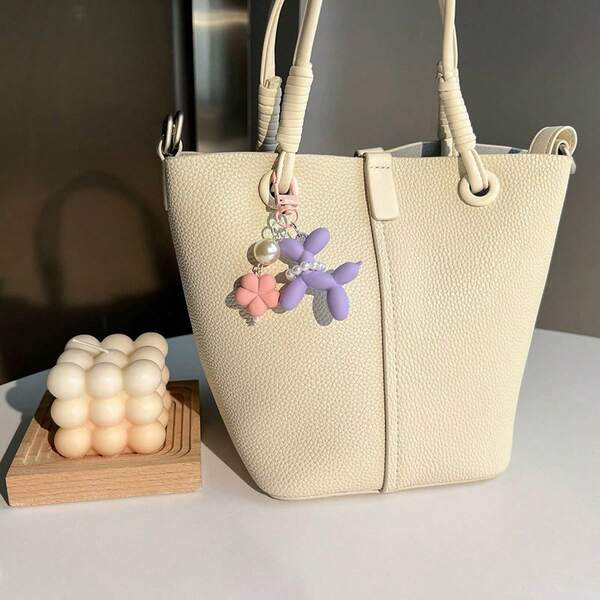 1pc, Flower Acrylic Balloon Dog Keychain Cartoon Cute Earphone Set Pendant DIY Bag Pendant Girl Y2K Dopamine Accessories Car Keychain Couple Keychain Birthday Gift Mother's Day Gift Party Favors