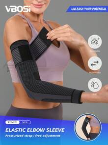 VBOSI 1pc Elastic Breathable Unisex Elbow Sleeve - Adjustable Compression Elbow Support For Sports And Daily Life, Fitness Accessory For Men And Women - Multicolor - View 2