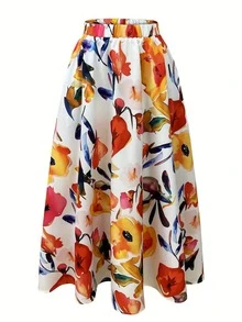 Floral & Leaf Print Bohemian Elegant Beach Dress - Multicolor - View 2