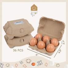 SHINDEL 36PCS 6*4.5Inch Half Dozen Reusable Egg Cartons, Blank Natural Pulp Egg Cardboard Paper Holder Container For Farm Market, Fridge, For Easter, Camping, Birthday Party, Family Gatherings, Father's Day, Wedding, Kitchen - Brown - View 3