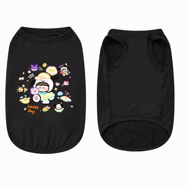 New Cat & Dog Cartoon Vest Jumpsuit, Sports Style Pet Vest