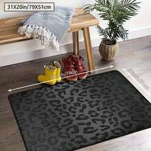 1Pc Large Fashionable Leopard Print Pattern Area Rugs, Black And Gray Color Scheme, Non-Slip Backing, Lightweight, Durable Polyester, Machine Washable, Easy To Clean, Soft Felt Back, Suitable For Living Room, Bedroom Or Office, Sofa, Coffee Table, Kitchen, Bathroom, Balcony, Entrance Carpet, Apartment, Dormitory, Porch, Patio, Farmhouse Decor, Low Pile Carpet, Low Pile Carpet - 樣式 1 - 查看 7
