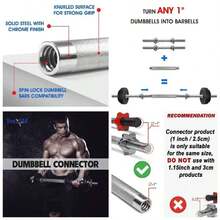 Barra para Mancuernas de 1 y 1.15 Pulgadas para Mancuernas Ajustables 40, 50 y 60 Lb, Barra para Pesas, Conector de Mancuernas para Ejercicio y Entrenamiento en Casa - 1 pulgada - Cromo + Conector (individual) - Ver 3