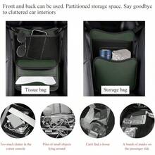 Car Organizer Storage Between Seats, Leather Large Capacity Automobile Handbag Hanging Store Content Bag, Auto Console Organizer Holder For Snack Phone Document Storages, Car Accessories (Black) - Green - View 5