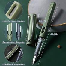 Pluma Estilográfica de Punta Media 0,5MM, Plumas Fuente Diseño Clásico con Convertidor, Punta de Iridio, Escritura Suave, Excelente Metal, Pluma Estilográfica Elegante, Regalo de Negocios (Verde) - verde - Ver 7