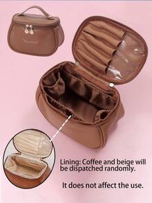 1 pezzo Borsa da viaggio per il trucco in pelle PU, custodia portatile e impermeabile, borsa cosmetica portatile da donna, borsa da toilette impermeabile di grande capacità, organizer multifunzionale antipolvere, adatta per pennelli da trucco, rossetti, fondotinta, siero, oli essenziali, palette ombretti, articoli essenziali per la camera da letto, articoli essenziali per i viaggi, articoli essenziali per i voli, articoli essenziali per gli studenti, organizer da scrivania, regalo per amici, insegnanti, madri, amanti, regalo di Ognissanti, regalo di Natale, necessità autunnale/invernale, decorazione autunnale, decorazione camera da letto