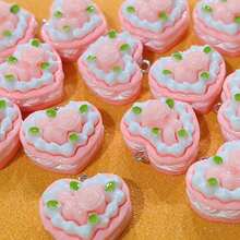 1/6/12 hạt nhựa hình bánh trái tim màu hồng dễ thương, thích hợp làm hoa tai và móc khóa tự làm - Thiết kế nhiều lớp đáng yêu với lá xanh, phụ kiện trang sức bền và đa năng - Nhiều màu - Xem 4