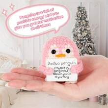 1pc Cute Small Penguin Plush Doll, 6.6cm Funny Knitted Penguin Doll, Comes With Positive Energy Card, Fluffy Adorable Crochet Penguin Doll, Suitable As Christmas & New Year Gift And Decoration For Friends - Multicolor - View 6