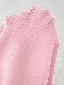 Plus Size Solid Color Stand Collar Knit Sweater