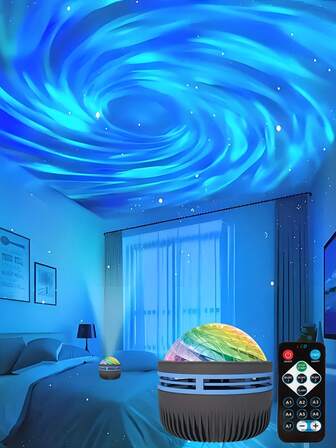  LED 星空漩涡投影灯，旋转星空氛围灯，USB 供电带遥控器，适用于客厅、餐厅、游戏室、卧室装饰、约会、节日、生日、派对，营造浪漫梦幻的氛围，是送给朋友的完美圣诞节、万圣节礼物