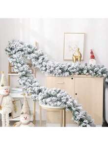 Christmas Snow Wreath 180cm, Artificial Pine Wreath With Snowy Finish Suitable For Tree Staircase Fireplace Festive Use - Green - View 7