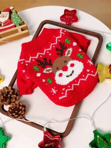 1 Piece Pet Sweater, Dog And Cat Sweater For Small Dogs, Cute Dog Sweater, Reindeer Christmas Design, Warm & Comfortable For Small Dogs In Autumn/Winter