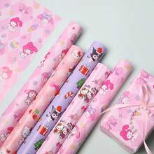 Sanrio 1 pieza Caja de regalo de Navidad de Sanrio, papel de embalaje con diseño de Meileti Kulomi Yugui Gou Katie Cat, papel de embalaje de regalo exquisito, papel couché grueso para embalaje de regalo universal, papel de embalaje de regalo con dibujos animados de animales lindos, embalaje de regalo de alta calidad