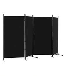 TUKAILAi Panel Screen With 4 Panels Fabric Folding Room Divider Movable Privacy Screen For Living Room Bedroom - Black - View 2