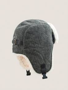 1pc Winter Ski Hat, Fleece Lined Windproof Earflap Cap, Warm Cycling Beanie For Men, Northeastern Cold-Proof Hat