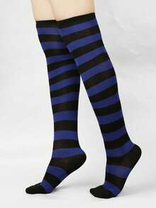 3 Pairs Striped Thigh High Socks, Cute & Casual, Suitable For Cosplay, Performance, Christmas, Halloween, Daily Wear