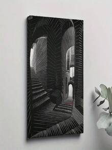 1PC Framed 30*40cm(12*16inch)Or40*60cm(16*24inch) M.C. Escher Surrealism Geometric Abstract Artwork Canvas Oil Painting Poster Wall Art Pictures Modern Home Interior Decor (14)