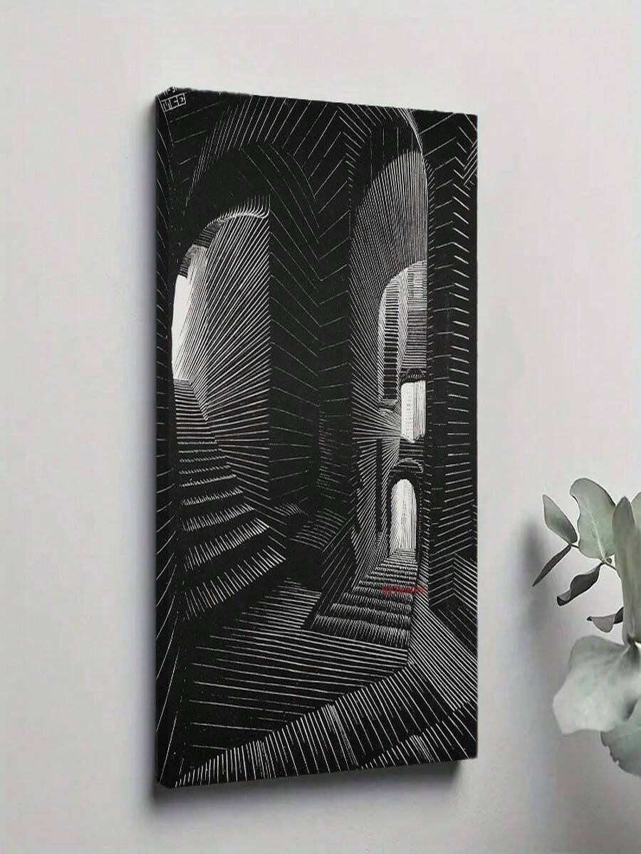 1PC Framed 30*40cm(12*16inch)Or40*60cm(16*24inch) M.C. Escher Surrealism Geometric Abstract Artwork Canvas Oil Painting Poster Wall Art Pictures Modern Home Interior Decor (14)