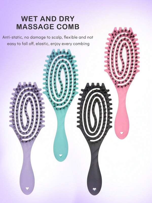 1 pieza Peine desenredante de estilo definido para cabello enmarañado, peine hueco, cepillo de masaje para el cuero cabelludo, cepillo antiestático para peinar el cabello rizado, se usa para desenredar el cabello, masajear el cuero cabelludo, usar en el baño, tocador, adecuado para hombres y mujeres, mejor regalo.