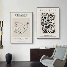 Ensemble de 3 affiches classiques art déco - Impressions artistiques à thème géométrique abstrait de l'espace par Henri Matisse, Picasso et Paul Klee - Peintures sur canevas sans cadre pour la décoration de la cuisine, du bureau à domicile, du salon et de la chambre à coucher