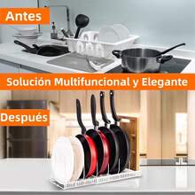 EMIAFB Organizador de Ollas y Sartenes de Estante Expandible Estantes y Soportes para Ollas y Sartenes Estante de Ollas Organizador con 13 Compartimientos (Blanco) - blanco - Ver 4