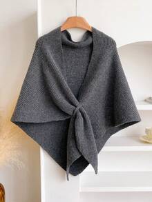 1条简约高品质羊毛混纺纯色三角围巾，女士时尚百搭空调房三角披肩外套围脖，可搭配连衣裙 - 彩色 - 查看 12