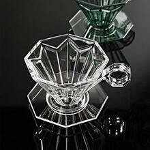 1 pieza Taza de filtro de café hecha a mano, octagonal de diamante, mango anti-escaldadura, material PCTG reforzado, alta transparencia, embudo de taza de filtro de café, ranura de desviación cónica triangular, olla de compartir ajustada, durable, resistente a caídas y fácil de limpiar, utensilios de café profesionales simples y de alta calidad