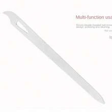 3 peças de lixa de unha de aço inoxidável, bloco de polimento de unha de dupla face, ferramenta de cuidado de unhas com ponta curva para uso doméstico e de salão