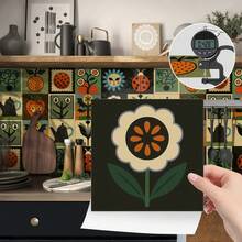 24-Piece Tile Sticker Wall Decor Bathroom Kitchen Wall Sticker Waterproof PVC Decorative Sticker - 2D Sticker With Retro Design And Mosaic Style (4 X 4 Inches) - H - View 5