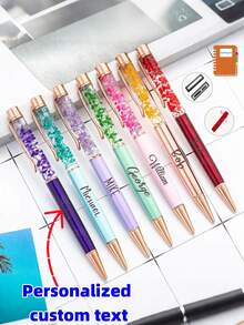 Personalized Engraved Glitter Pen, Custom Flow Sand Ballpoint Pen, Female Stationery Gift, Office Accessories, Writing Tool.Return To School,For School Supplies,Back To School,Office & School Supplies,Xmas Decoration,Smooth Writing Pen
